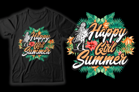 Happy Girl Summer T Shirt Design